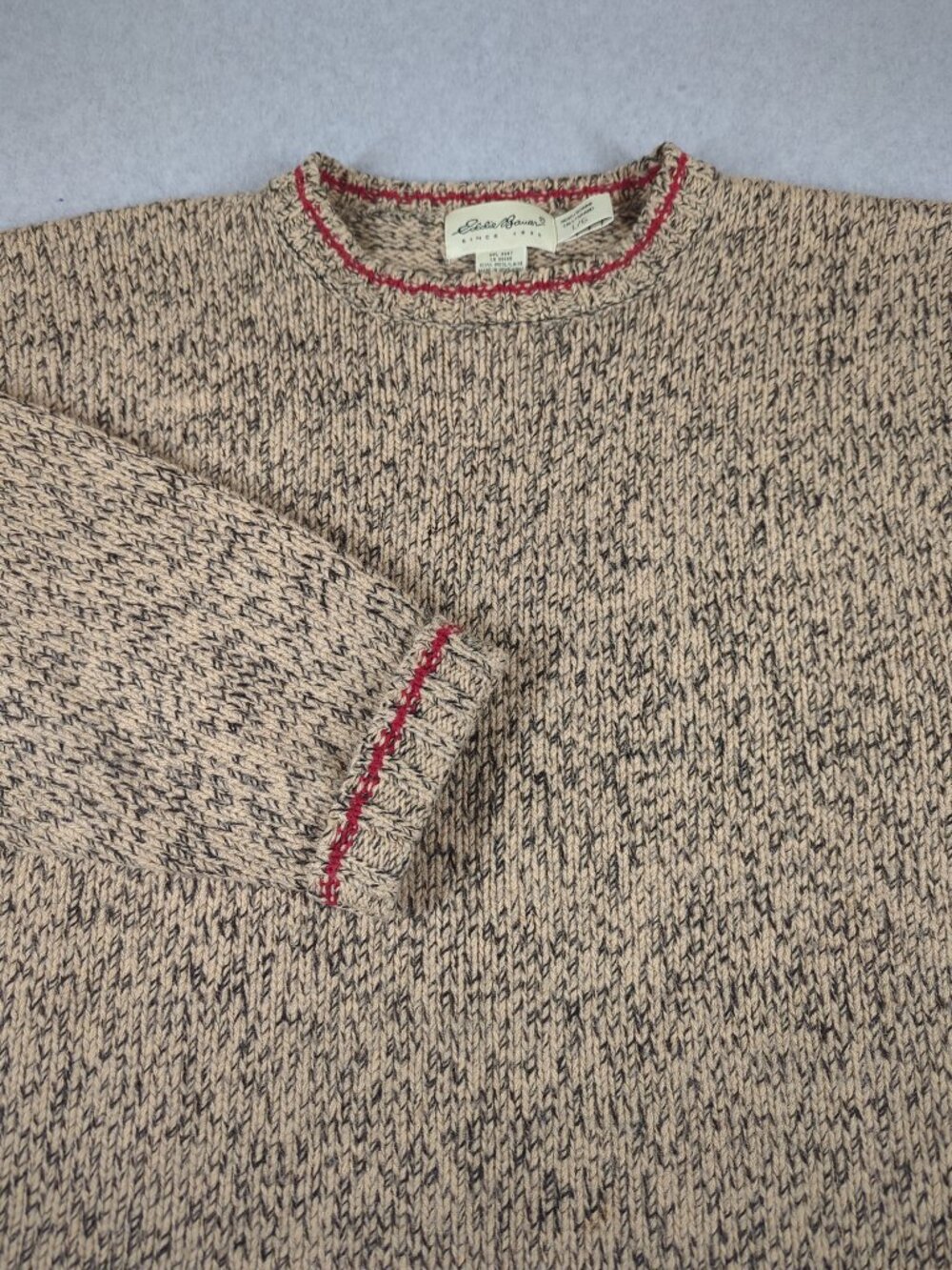 Vintage Eddie Bauer Wool Sweater Men's Large Brown Crewneck Retro Grandpa